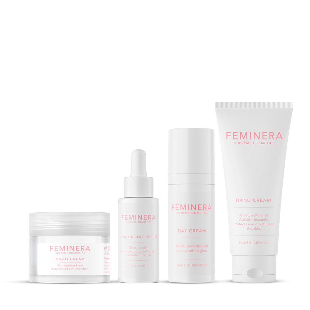 Hydration Set: Tagescreme, Nachtcreme, Augenserum & Handcreme gegen Hautalterung